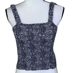 Rachel Zoe Crop Halter Stretchy Smocked Linen Top Shirt Camisole Women’s Large